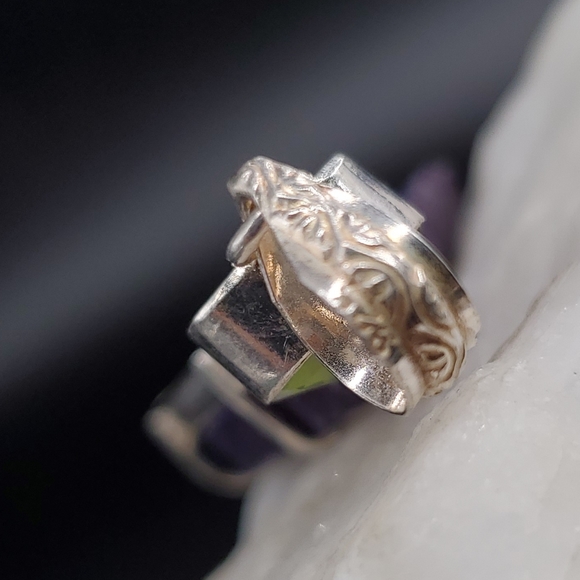 Silver Pendant Natural Druzy Agate/Peridot Stone - Picture 4 of 7